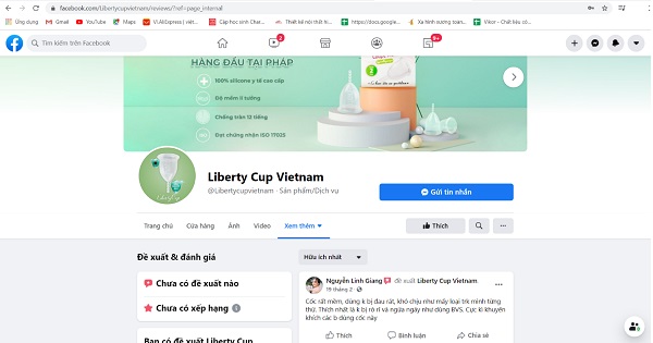 Đánh giá của khách hàng trên fanpage Liberty Cup 1