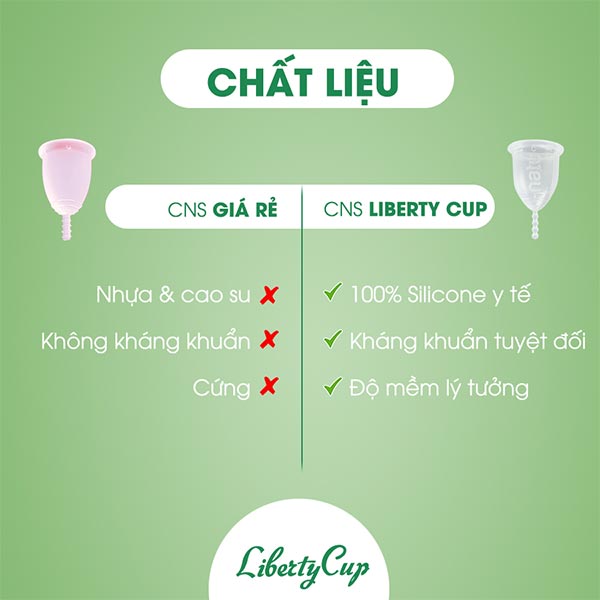 Cốc nguyệt san từ chất liệu silicon y tế đảm bảo an toàn và chống rò rỉ hoàn hảo
