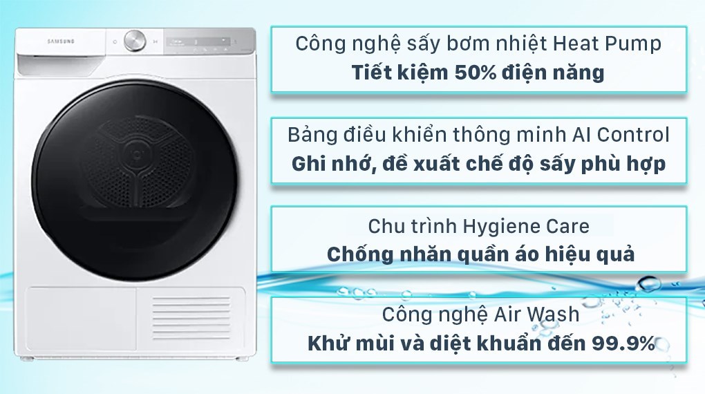 Trải nghiệm công nghệ sấy hiện đại từ máy sấy quần áo Samsung 9kg DV90T7240BH/SV