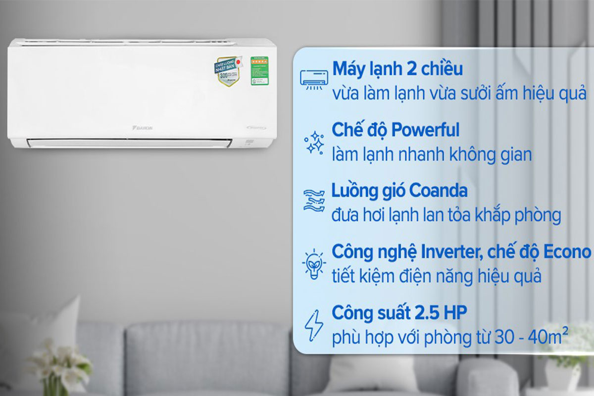 So sánh điều hòa Daikin 2 chiều FTHF60VAVMV hay LG B24END1 tốt hơn?