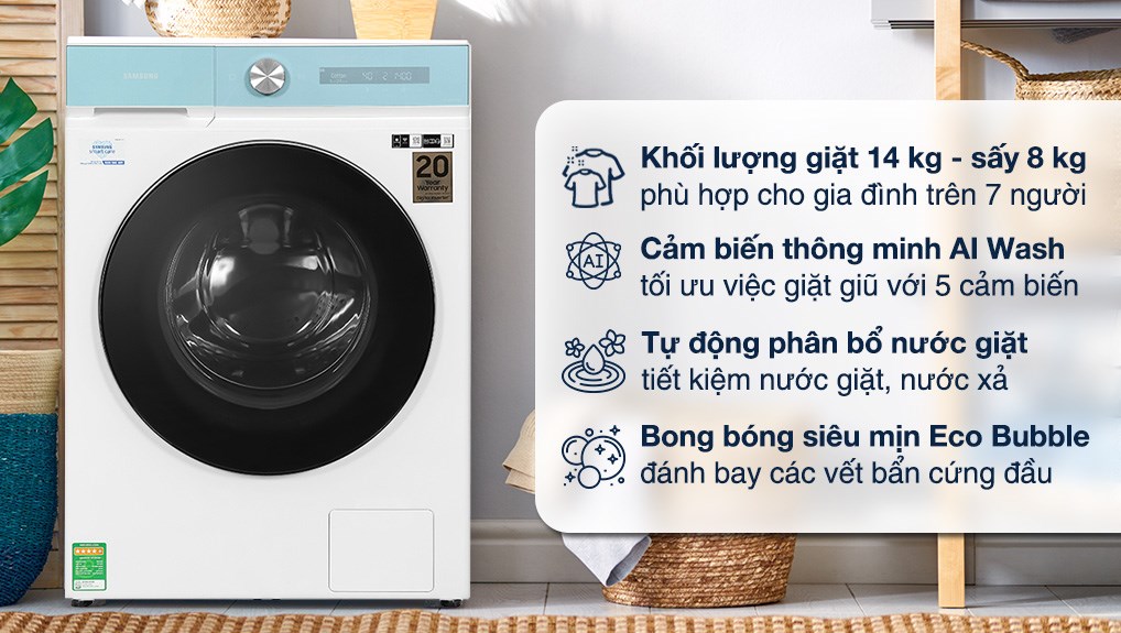 Đánh giá máy giặt sấy Samsung WD14BB944DGM/SV 14kg