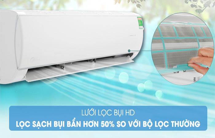 Cấu tạo đặc biệt điều hòa Midea với lưới lọc bụi 2 lớp HD