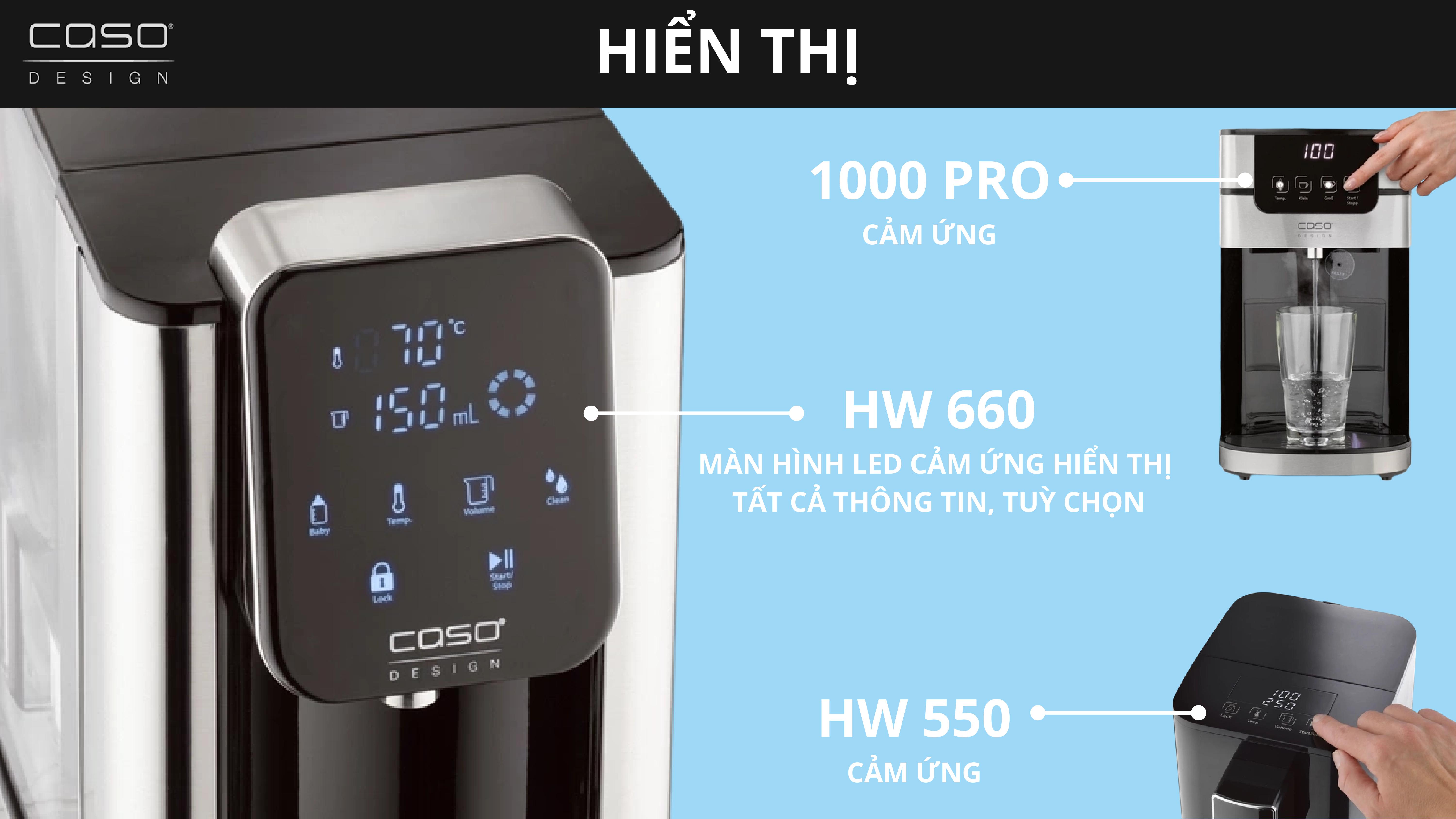 So sánh các bình thủy Caso hw550, caso hw660 và caso 1000 pro