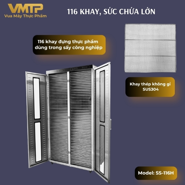 Máy Sấy Thực Phẩm Công Nghiệp 116 Khay SS-116H