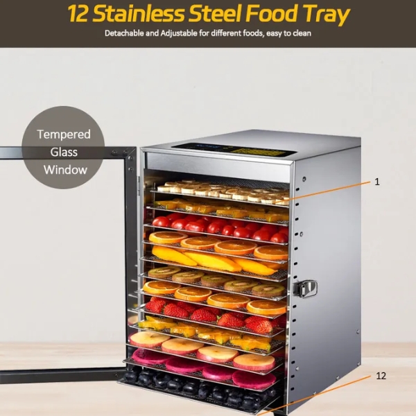 Cửa kính Máy Sấy Thực Phẩm Gia Đình 12 Khay ST-06
