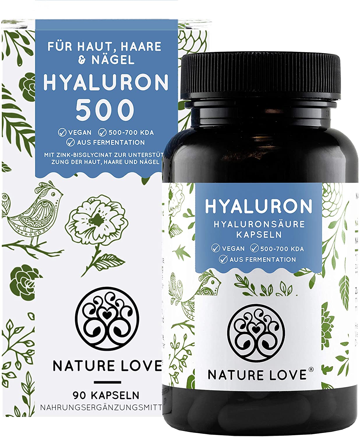 NATURE LOVE® Hyaluronsäure Kapseln mit Zink Hochdosiert mit 500mg Hyaluron Vegan 90 Stück NATURE LOVE® Hyaluronsäure Kapseln mit Zink Hochdosiert mit 500mg Hyaluron Vegan 90 Stück