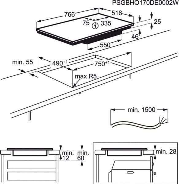 Kích thước Bếp Từ 4 Vùng AEG IKB84431XB