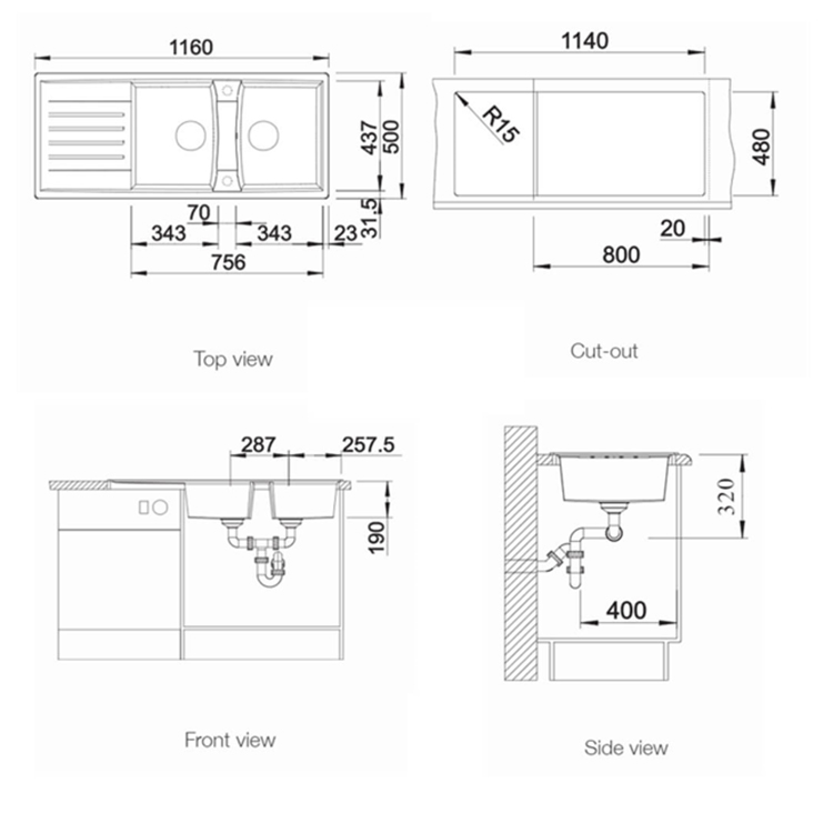 Chậu Rửa Bát Blanco Lexa 8S Rock Màu Xám [Hàng Đức]