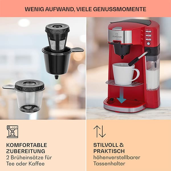 Máy Pha Cà Phê Và Trà Klarstein 2in1 COF8 Baristomat [Hàng Đức]