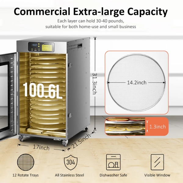 Máy Sấy Thực Phẩm Công Nghiệp 16 Khay DBC-16D [Septree Xoay]