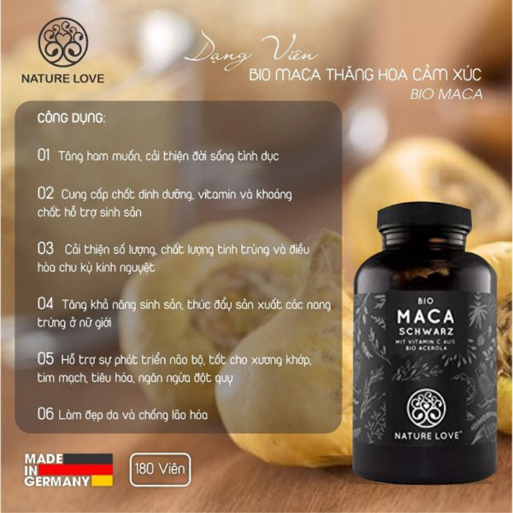 Viên nang Nature Love Bio Maca Schwarz 163g