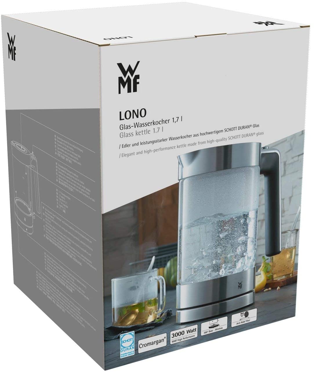 Ấm Siêu Tốc WMF Lono Glass Wasserkocher [Hàng Đức]