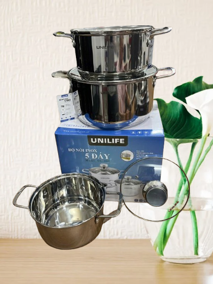 Bộ Nồi Inox 201 Unilife 3 Món (18-20-24cm) - Lựa Chọn Thông Minh Cho Căn Bếp Hiện Đại!