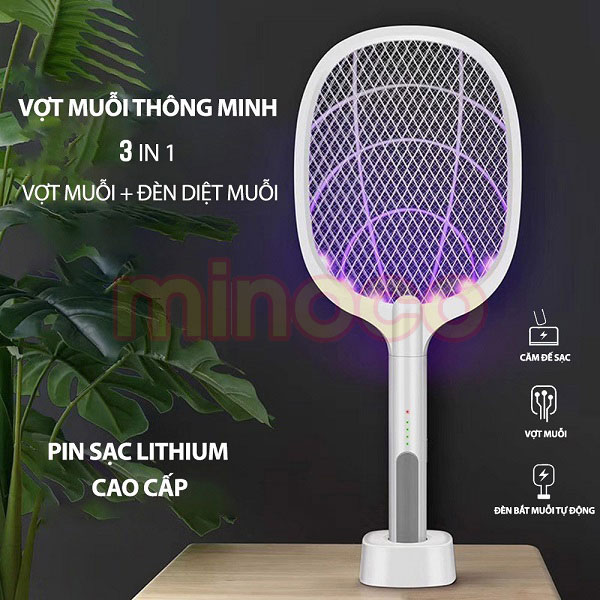 Vợt Bắt Muỗi Thông Minh 3 Trong 1 Kiêm Đèn Bắt Muỗi Tự Động