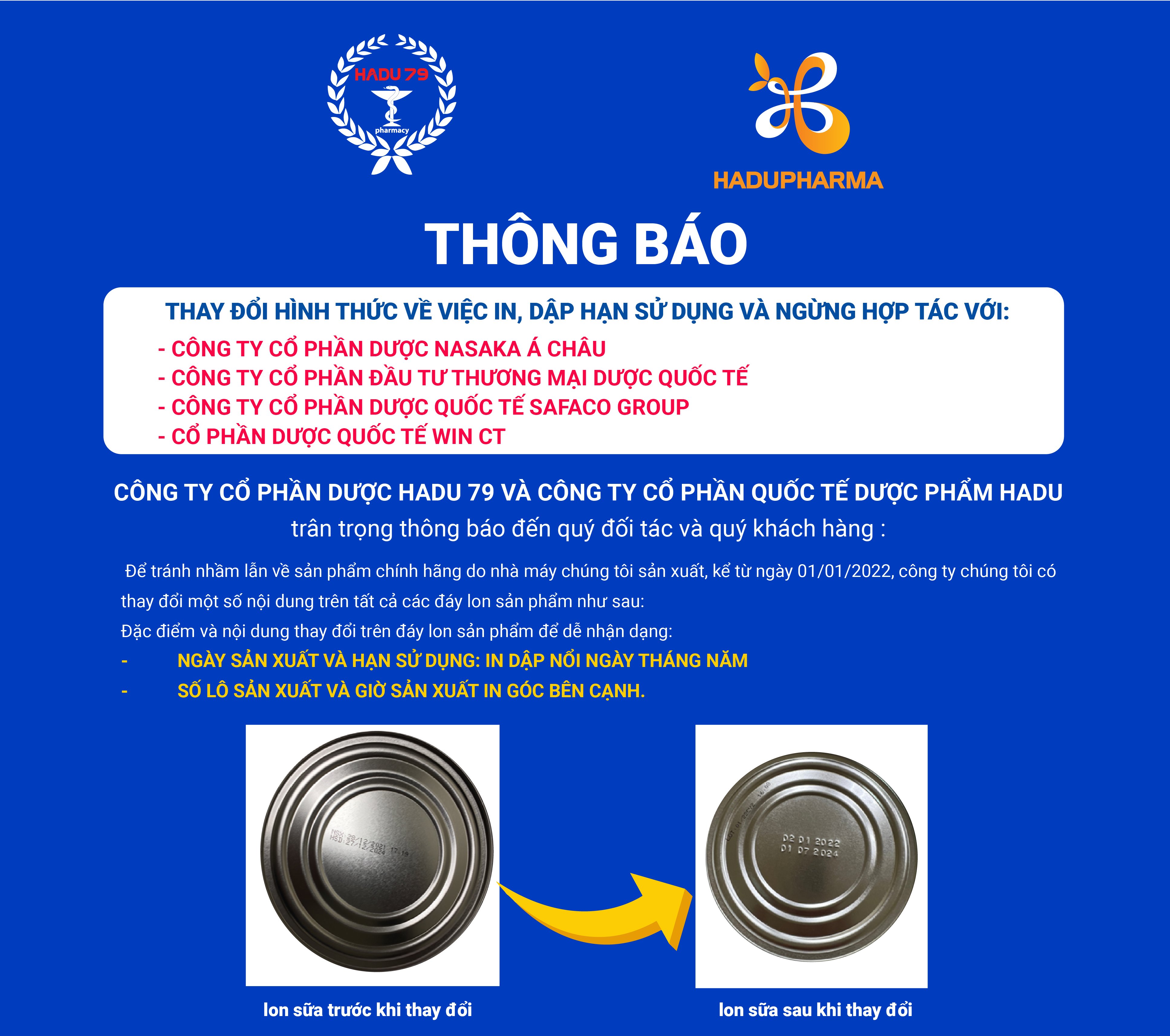 THÔNG BÁO VỀ VIỆC THAY ĐỔI HÌNH THỨC IN, DẬP HẠN SỬ DỤNG