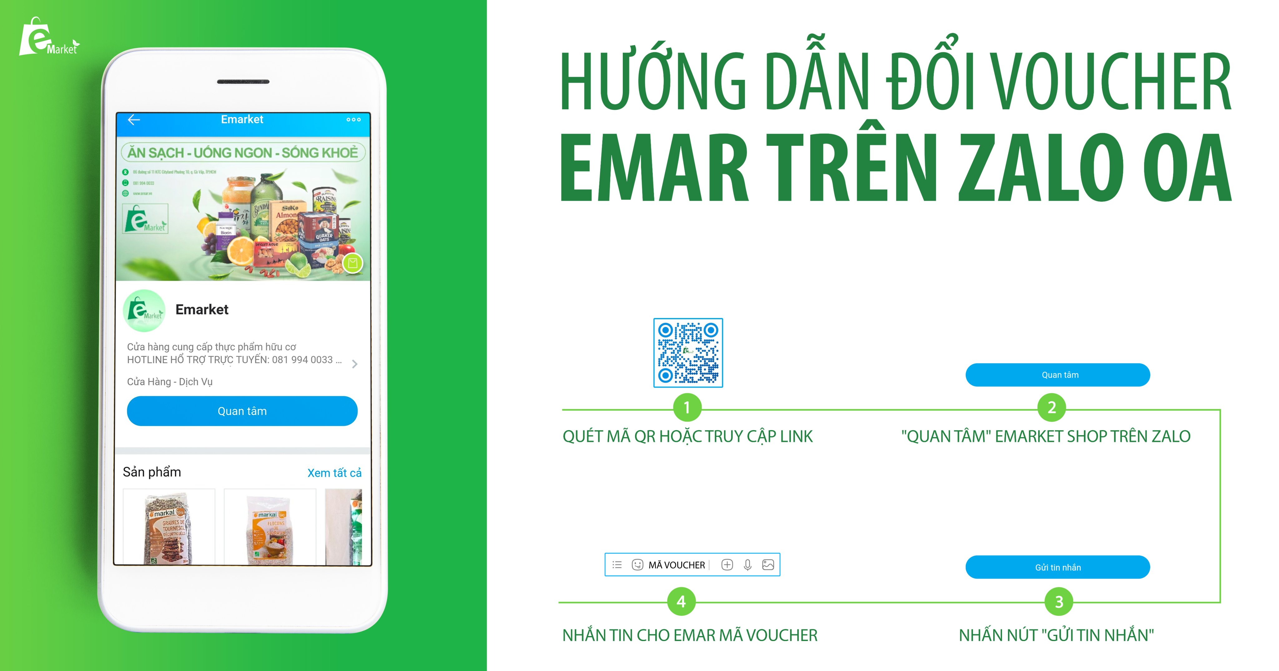 HƯỚNG DẪN ĐỔI VOUCHER EMARKET: QUÉT MÃ QR – CÙNG ZALO OA NHẬN QUÀ