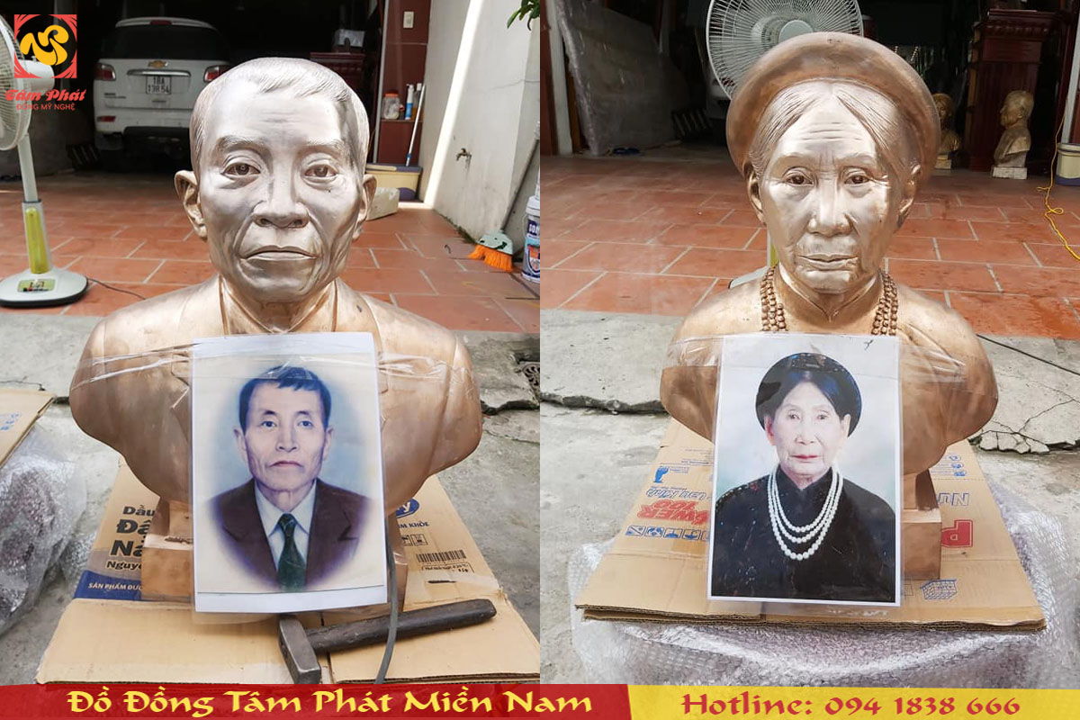 Đúc tượng chân dung cụ ông cụ bà băng đồng