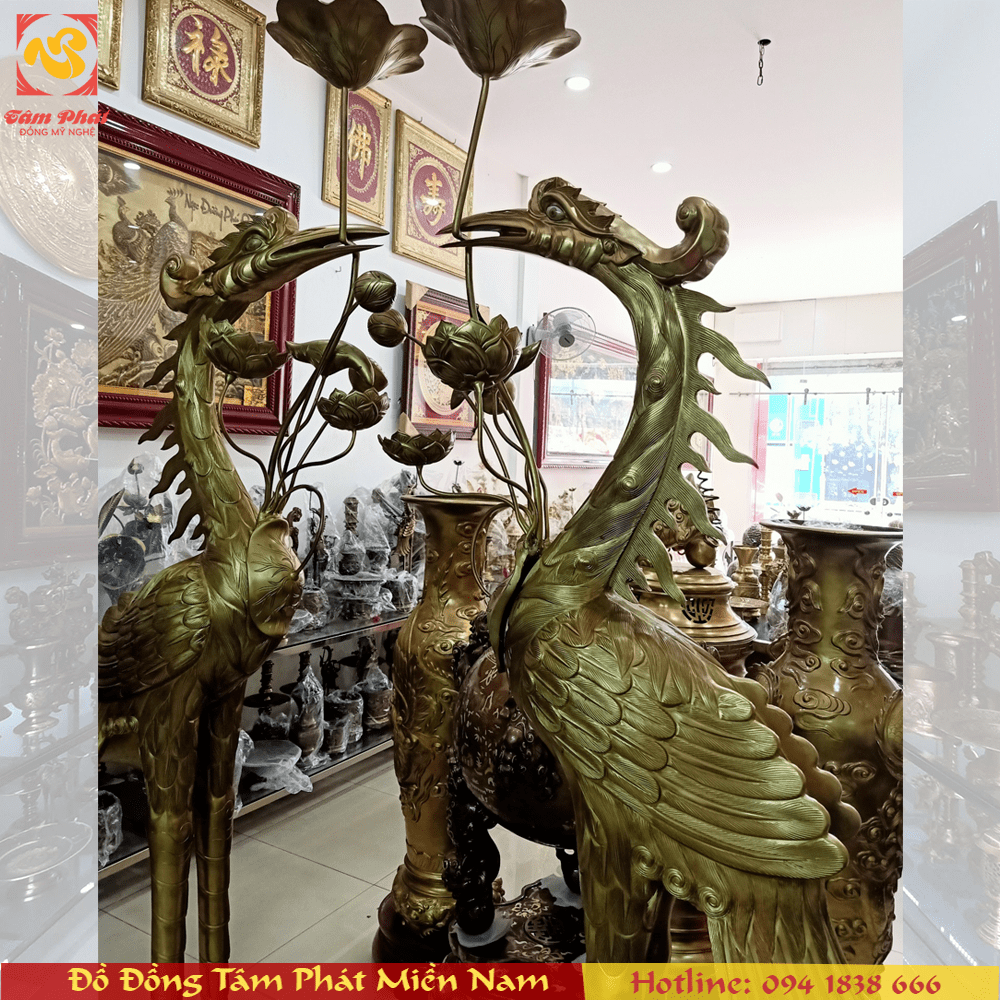 ĐÔI HẠC THỜ CÚNG BẰNG ĐỒNG CÁT TÚT CAO CẤP | Đồ Đồng Tâm Phát chi ...