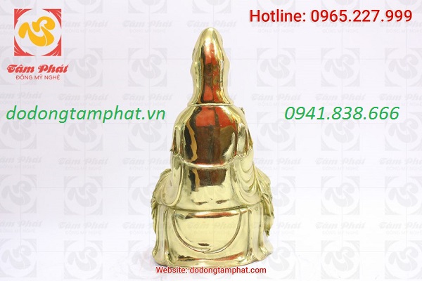Tượng Bồ Tát Quán Thế Âm bằng đồng vàng cao 30cm 