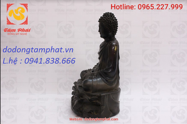 Tượng Phật Bổn Sư bằng đồng hun đen cao 30cm