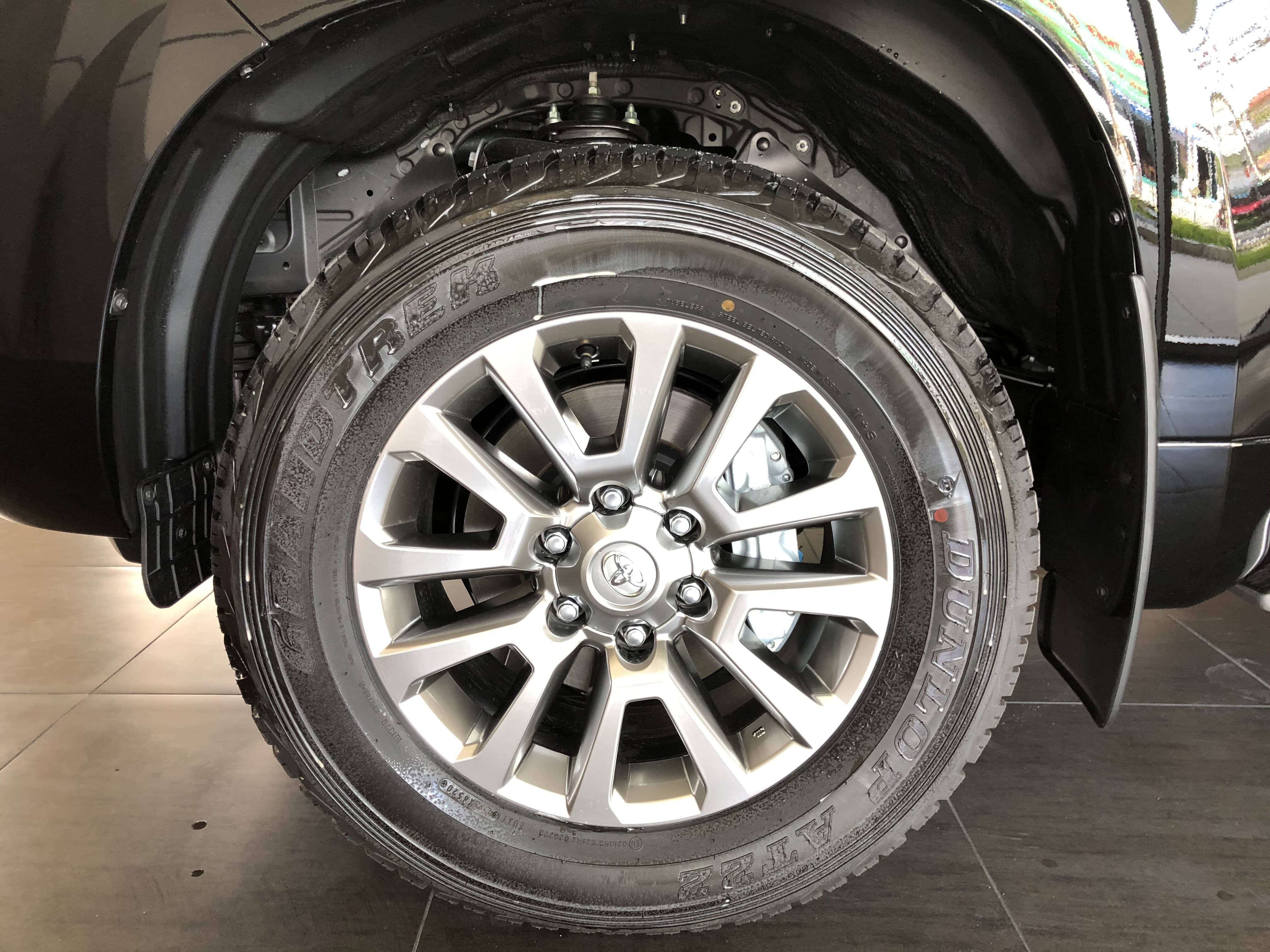 The toyota prado has a unique set of multi-spoke wheels with a size of 18 inches