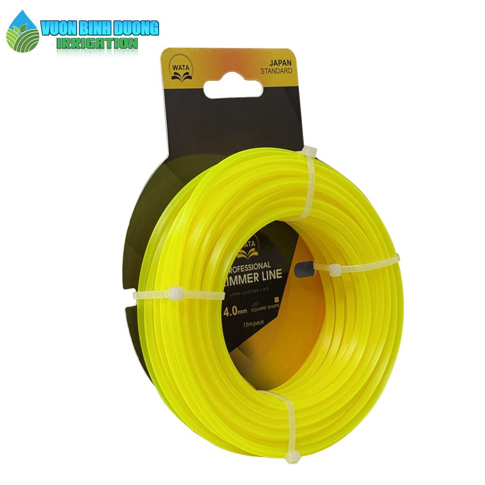 Dây Cước Cắt Cỏ Vuông WATA Màu Vàng Cuộn 15M  3.5 mm/ 4.0 mm
