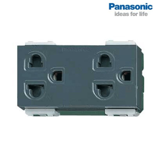 Pana - (Wide)  Ổ cắm đôi 3 chấu (màn)- xám