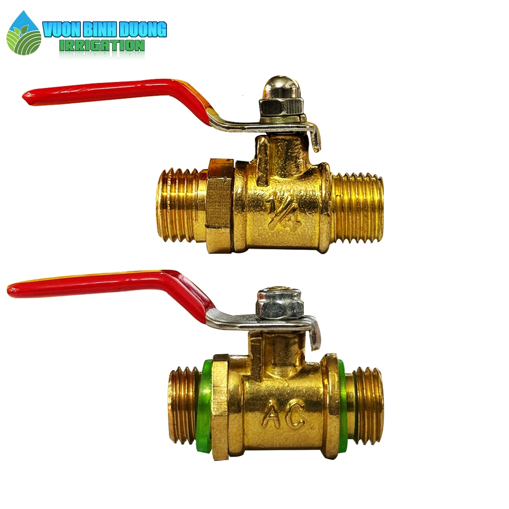 Van Bi Đồng Ren Trong, Ren Ngoài 14mm Khóa Hơi, Khóa Nước