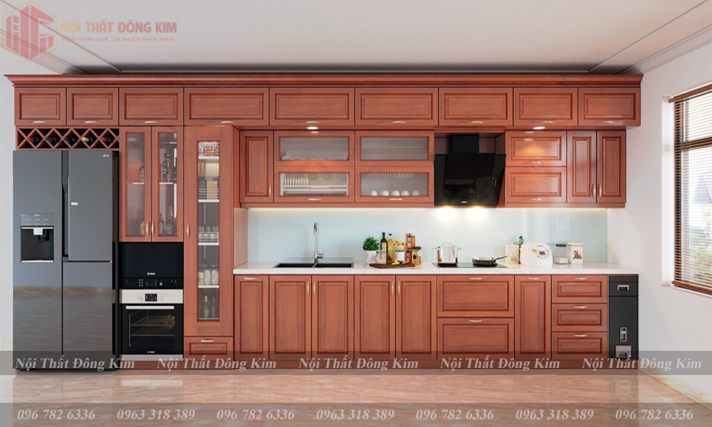 Tủ bếp gỗ gõ Đỏ TBGD 016