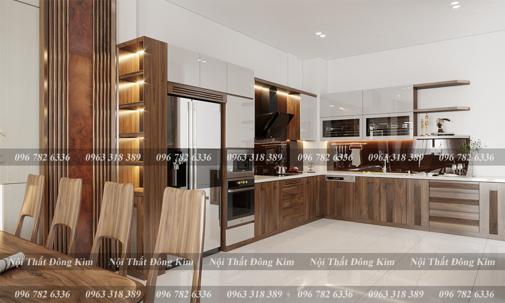 Tủ bếp gỗ óc chó 018
