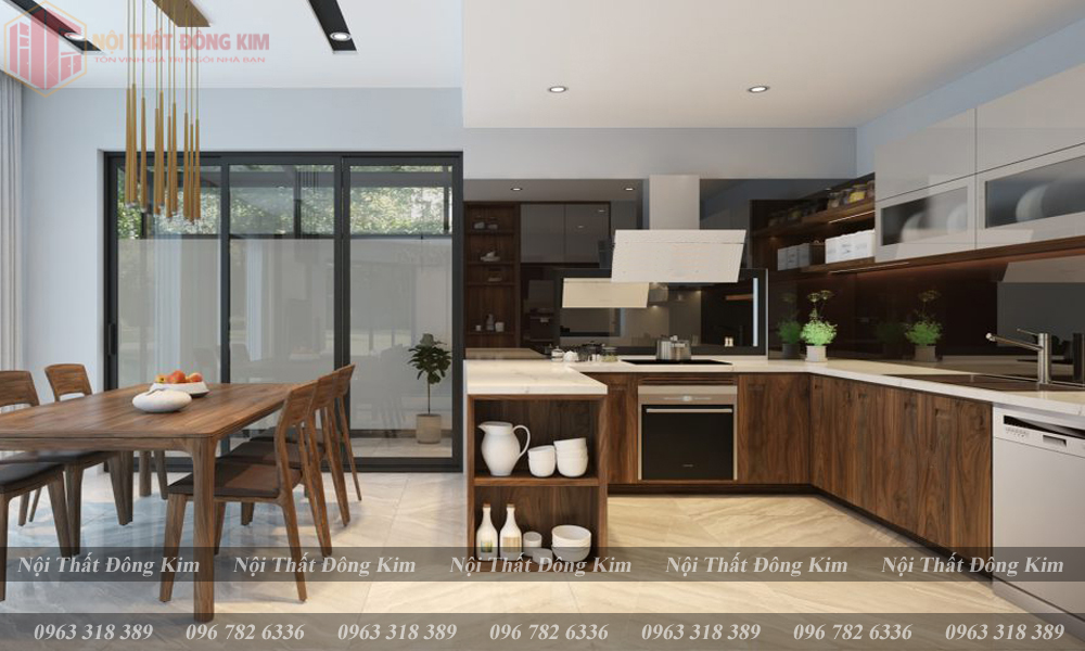 Tủ bếp gỗ óc chó 010