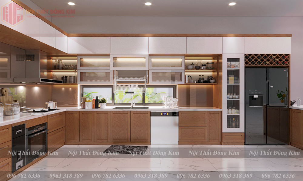 Tủ bếp gỗ sồi Mỹ TBSM 020