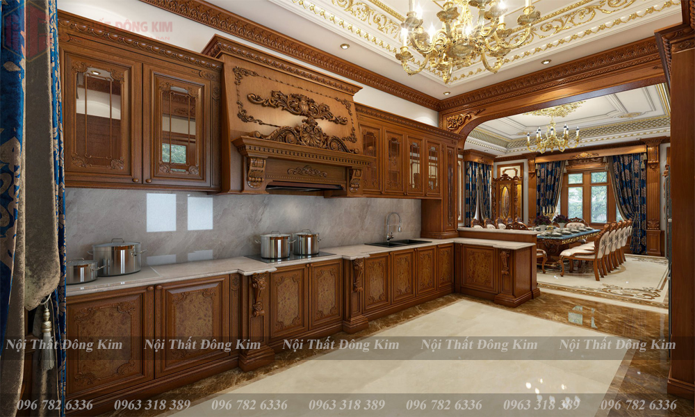 Tủ bếp gỗ gõ Đỏ TBGD 019