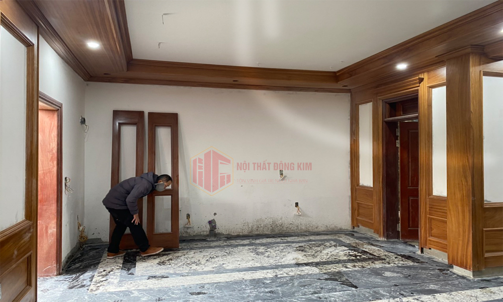 Tủ bếp gỗ gõ Đỏ TBGD 011