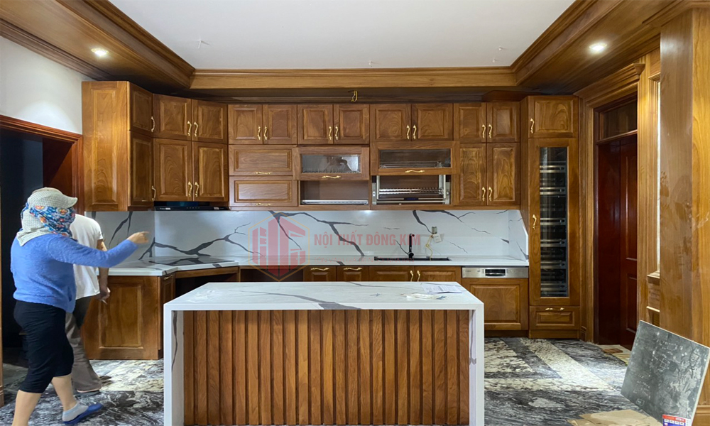 Tủ bếp gỗ gõ Đỏ TBGD 011