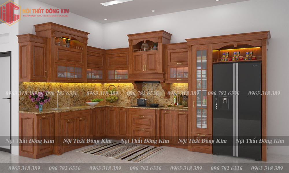 Tủ bếp gỗ gõ Đỏ TBGD 015