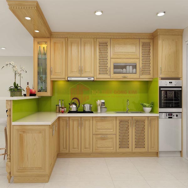 Tủ bếp gỗ sồi Mỹ TBSM 016