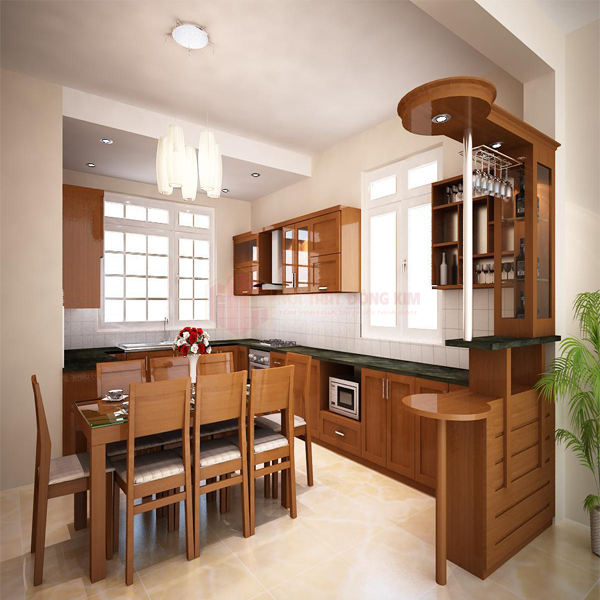 Tủ bếp gỗ sồi Nga TBSN 038