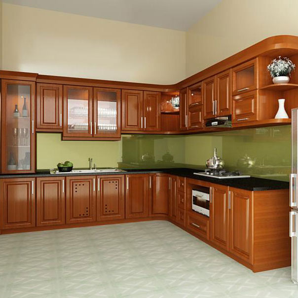 Tủ bếp gỗ xoan đào Hoàng Anh Gia Lai TBXD01