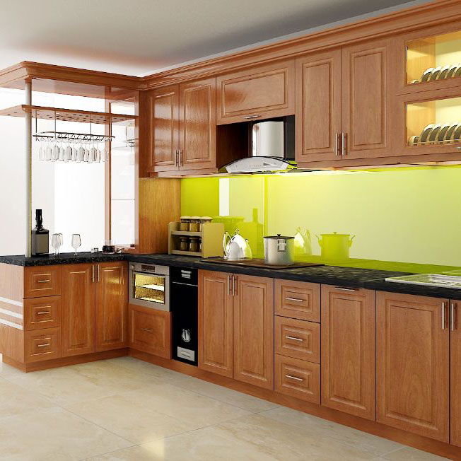 Tủ bếp gỗ xoan đào Hoàng Anh Gia Lai TBXD03