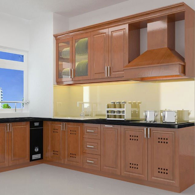 Tủ bếp gỗ xoan đào Hoàng Anh Gia Lai TBXD02