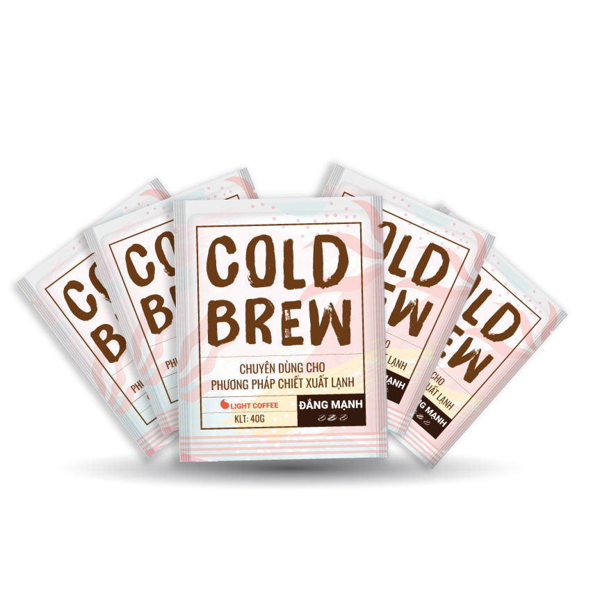 Combo 5 túi Cà phê pha Cold brew đắng mạnh Light Coffee - túi 40gr