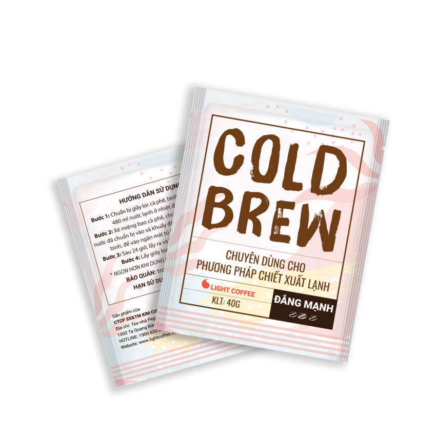 Combo 5 túi Cà phê pha Cold brew đắng mạnh Light Coffee - túi 40gr