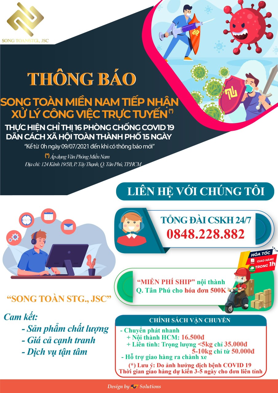 Song Toàn Miền Nam Thông Báo Chỉ Tiếp Nhận Xử Lý Công Việc Trực Tuyến