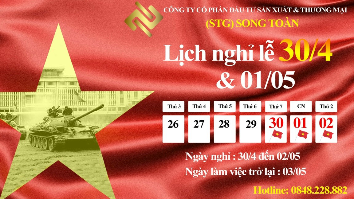 Thông Báo Lịch Nghỉ Lễ 30/04 - 01/05