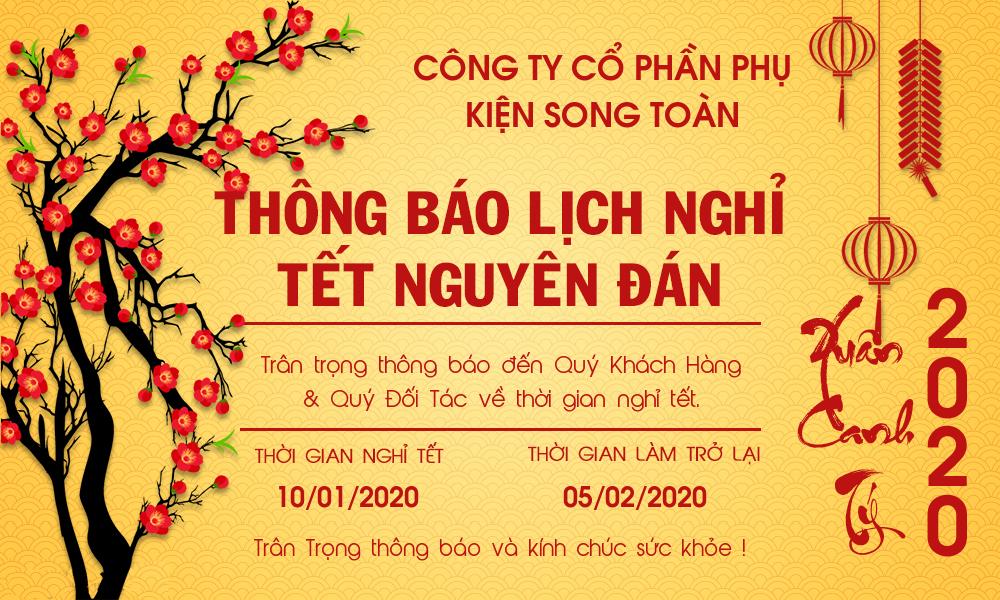Thông Báo Lịch Nghỉ Tết Nguyên Đán 2020