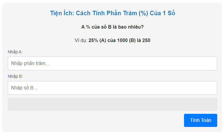 Cách Tính Phần Trăm (%) Của 1 Số Online 2024