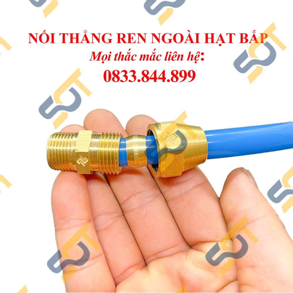 Co Ren Ngoài 3/8 (17), 1 Đầu Ren 1 Đầu Côn Lõm Hạt Bắp NPT Nối Ống Đồng, Ống PU