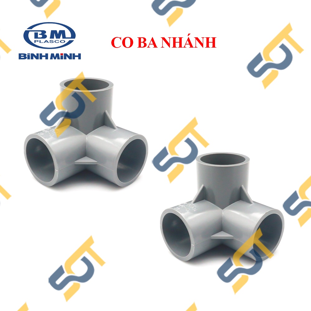 Co Góc Ba Nhánh Nhựa PVC Trơn 21 27 34  - Thương Hiệu Nhựa Bình Minh