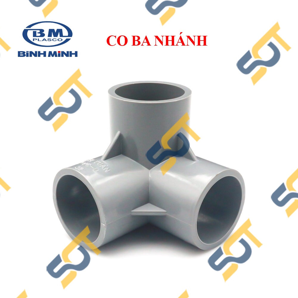 Co Góc Ba Nhánh Nhựa PVC Trơn 21 27 34  - Thương Hiệu Nhựa Bình Minh